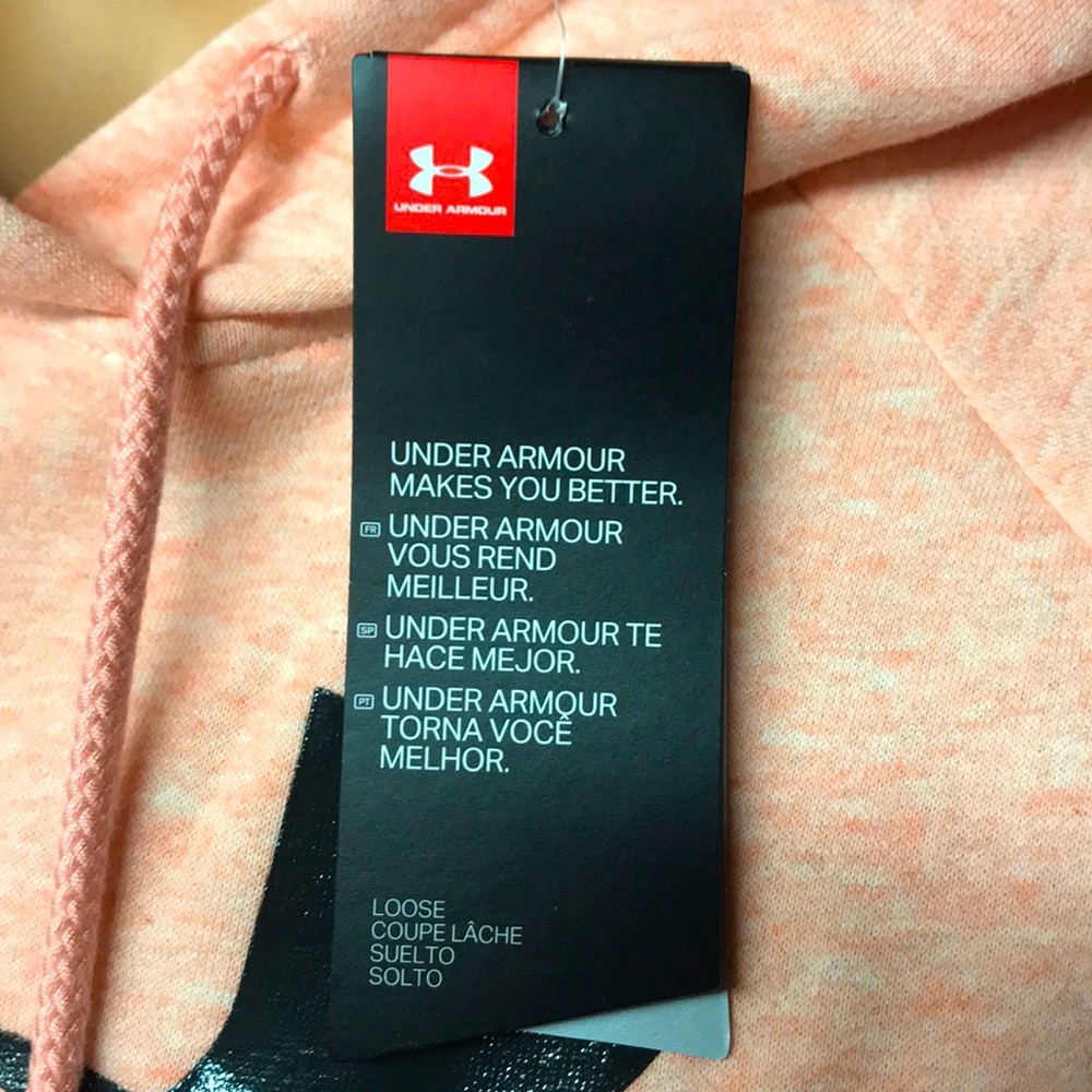 Brand New Under Armour Peach Hooded Sweatshirt - Picture 4 of 12